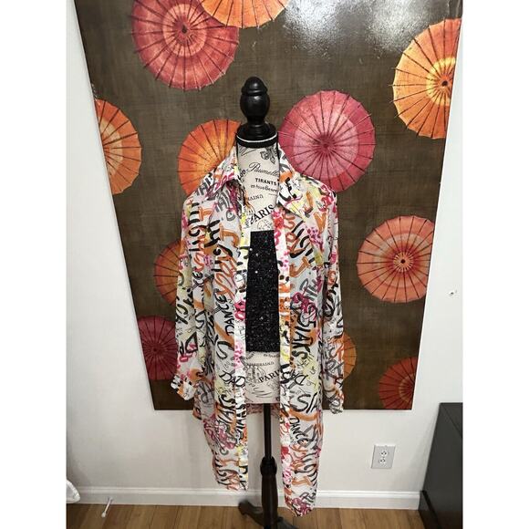 Live 4 Truth Sheer Neon Print Button Down Dress Neoncore Y2K Club & Streetwear S - Picture 1 of 5